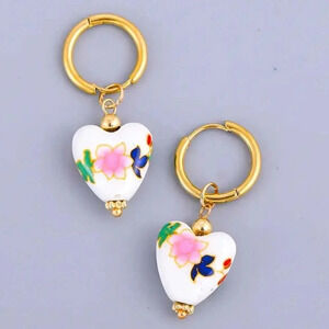 Portofino Porcelain Flower Heart Earrings